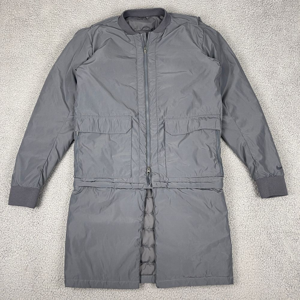 Nike Golf Puffer Jacket Mens S Gray Adjustable Length Convertible‎ Coat Warm Up